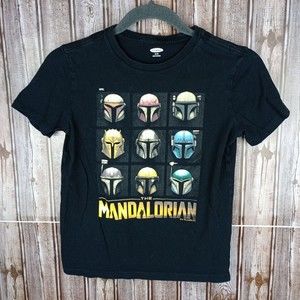 Star Wars Mandalorian Helmet Boy's Medium Black Short Sleeve Graphic T-shirt